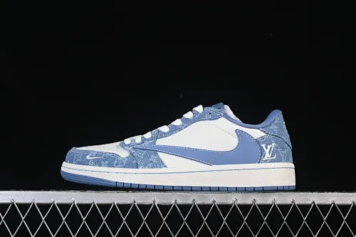 All categories Air Jordan Jordan series basketball shoes Air Jordan 1 Low High-end customized low-top sneakers Travis Scott x Fragment Design x Air Jordan 1 Low OG SP AJ1 Joe 1 LV joint sky blue denim low-top cultural casual sneakers SC0601-056